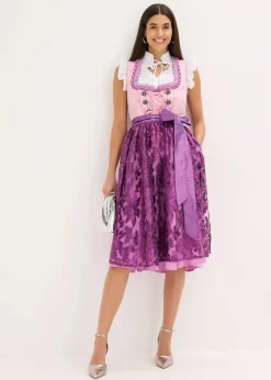 bonprix Bekleidung·Pullover & Strickjacken|Kleider|Dirndl mit Pailletten Schürze (2-tlg.Set) helllila/pfingstrose/beere