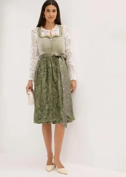 bonprix Bekleidung·Pullover & Strickjacken|Kleider|Dirndl mit Pailletten Schürze (2-tlg.Set) moosgrün/champagner