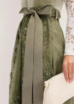 bonprix Bekleidung·Pullover & Strickjacken|Kleider|Dirndl mit Pailletten Schürze (2-tlg.Set) moosgrün/champagner