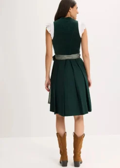 bonprix Bekleidung·Pullover & Strickjacken|Kleider|Dirndl mit Samt-Mieder und Satin-Schürze (2-tlg.Set) dunkeloliv/oliv