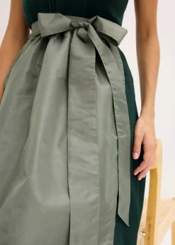 bonprix Bekleidung·Pullover & Strickjacken|Kleider|Dirndl mit Samt-Mieder und Satin-Schürze (2-tlg.Set) dunkeloliv/oliv