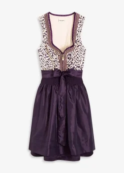 bonprix Bekleidung·Pullover & Strickjacken|Kleider|Dirndl und Schürze (2-tlg.Set) dunkellila/kieselbeige