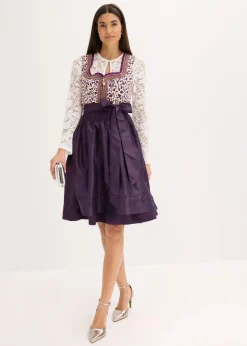 bonprix Bekleidung·Pullover & Strickjacken|Kleider|Dirndl und Schürze (2-tlg.Set) dunkellila/kieselbeige