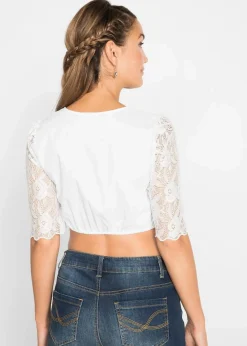 bonprix Bekleidung·Jacken & Mäntel|Blusen & Tuniken|Dirndlbluse mit Spitzenarm weiß