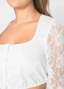 bonprix Bekleidung·Jacken & Mäntel|Blusen & Tuniken|Dirndlbluse mit Spitzenarm weiß