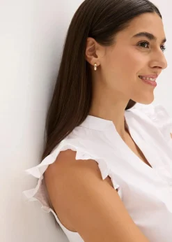 bonprix Bekleidung·Jacken & Mäntel|Blusen & Tuniken|Dirndlbluse mit Stehkragen und Rüschen-Ärmel weiß