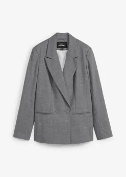 bonprix Bekleidung·Basics|Blazer|Doppelreihiger Wollblazer mittelgrau meliert