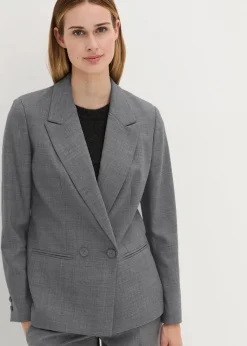 bonprix Bekleidung·Basics|Blazer|Doppelreihiger Wollblazer mittelgrau meliert