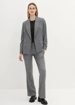 bonprix Bekleidung·Basics|Blazer|Doppelreihiger Wollblazer mittelgrau meliert