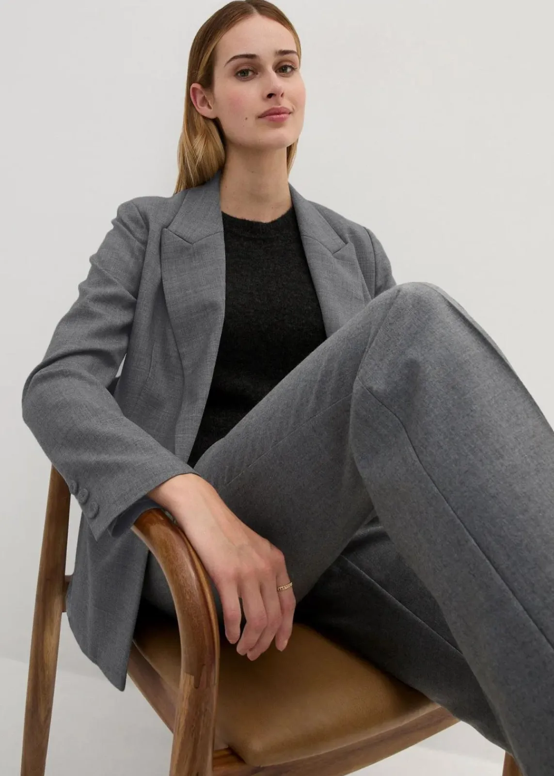 bonprix Bekleidung·Basics|Blazer|Doppelreihiger Wollblazer mittelgrau meliert