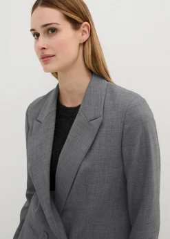 bonprix Bekleidung·Basics|Blazer|Doppelreihiger Wollblazer mittelgrau meliert