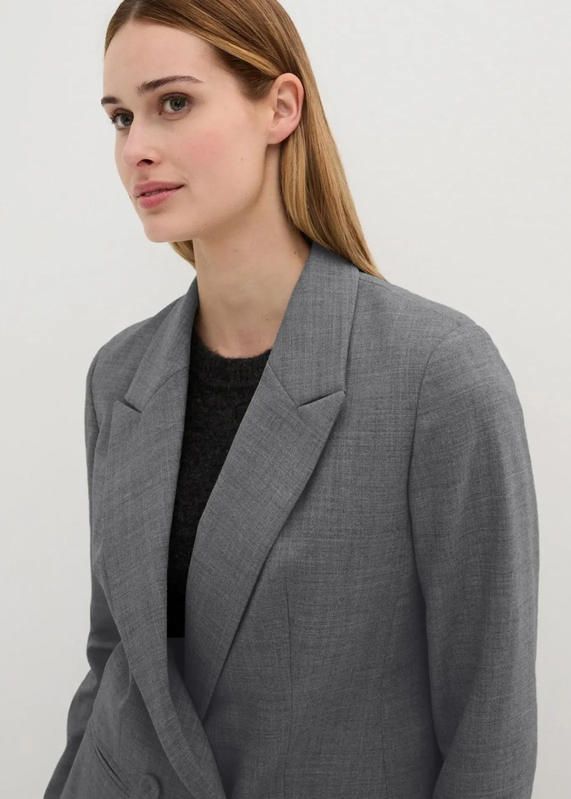 bonprix Bekleidung·Basics|Blazer|Doppelreihiger Wollblazer mittelgrau meliert