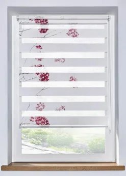 bonprix Rollos|Doppelrollo mit Blumenmuster grau/mauve