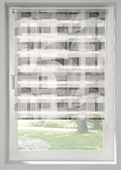 bonprix Rollos|Doppelrollo mit grafischem Druck dunkelgrau