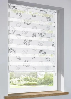 bonprix Rollos|Doppelrollo mit Muscheldruck weiß/grau/sand