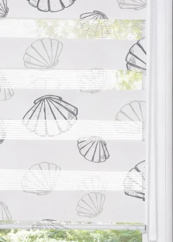 bonprix Rollos|Doppelrollo mit Muscheldruck weiß/grau/sand