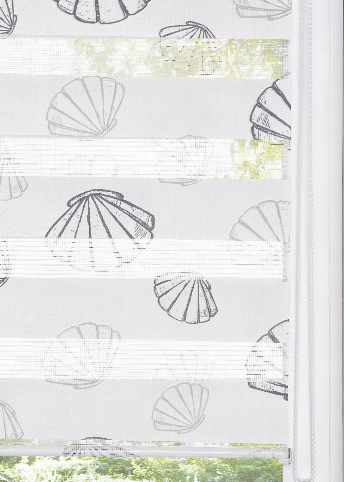 bonprix Rollos|Doppelrollo mit Muscheldruck weiß/grau/sand