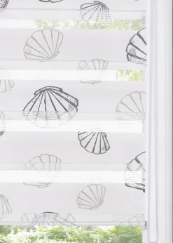 bonprix Rollos|Doppelrollo mit Muscheldruck weiß/grau/sand