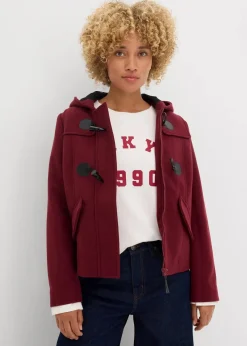 bonprix Jacken & Mäntel|Bekleidung·Hosen|Duffle-Jacke, Wollimitat dunkelbeere