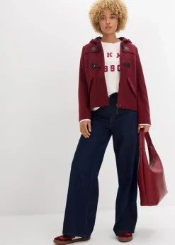bonprix Jacken & Mäntel|Bekleidung·Hosen|Duffle-Jacke, Wollimitat dunkelbeere