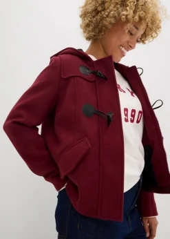 bonprix Jacken & Mäntel|Bekleidung·Hosen|Duffle-Jacke, Wollimitat dunkelbeere