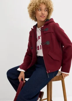bonprix Jacken & Mäntel|Bekleidung·Hosen|Duffle-Jacke, Wollimitat dunkelbeere