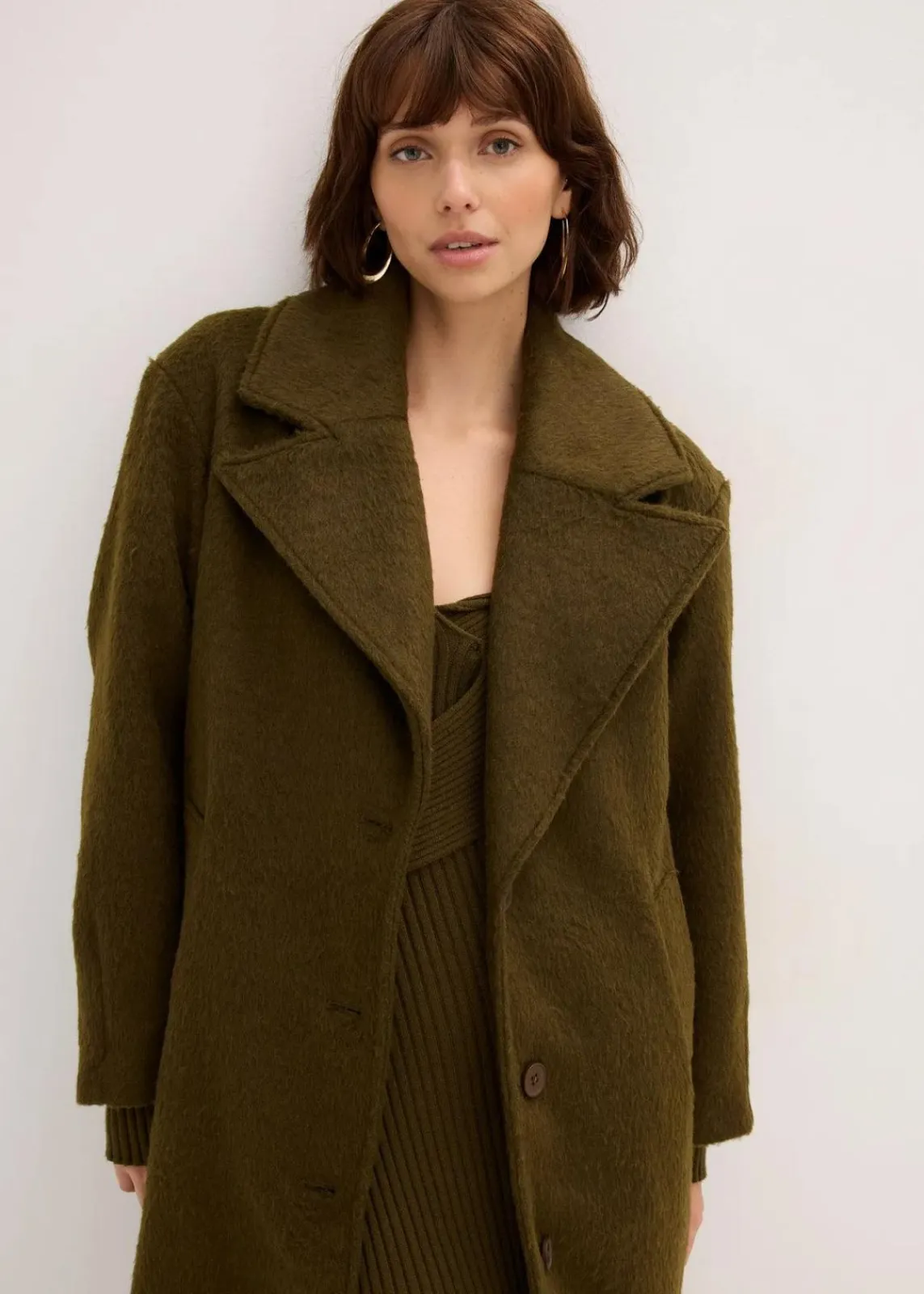 bonprix Bekleidung·Hosen|Jacken & Mäntel|Einreihiger Oversize-Mantel erdoliv