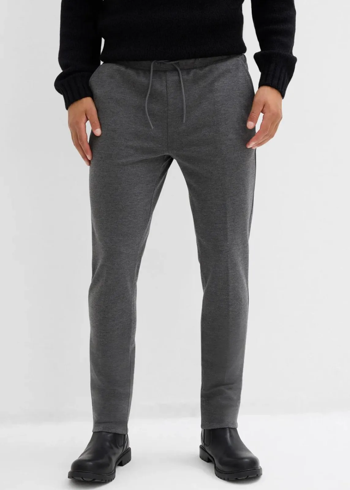 bonprix Große Größen|Hosen|elegante Super-Stretchhose mit Komfortbund, Slim Fit grau meliert