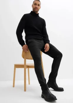 bonprix Hosen|Große Größen|elegante Super-Stretchhose mit Komfortbund, Slim Fit schwarz