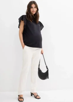 bonprix Bekleidung·Blazer|Umstandsmode|Elegante Umstandshose mit geradem Bein aus hautfreundlichem Baumwoll-Mix wollweiß