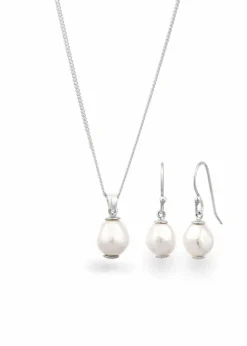 elli Schmuck|Schuhe & Accessoires In Spezialgrößen·Schmuck|Kette & Ohrringe aus 925er Sterling Silber (3-tlg. Schmuckset) silberfarben rhodiniert