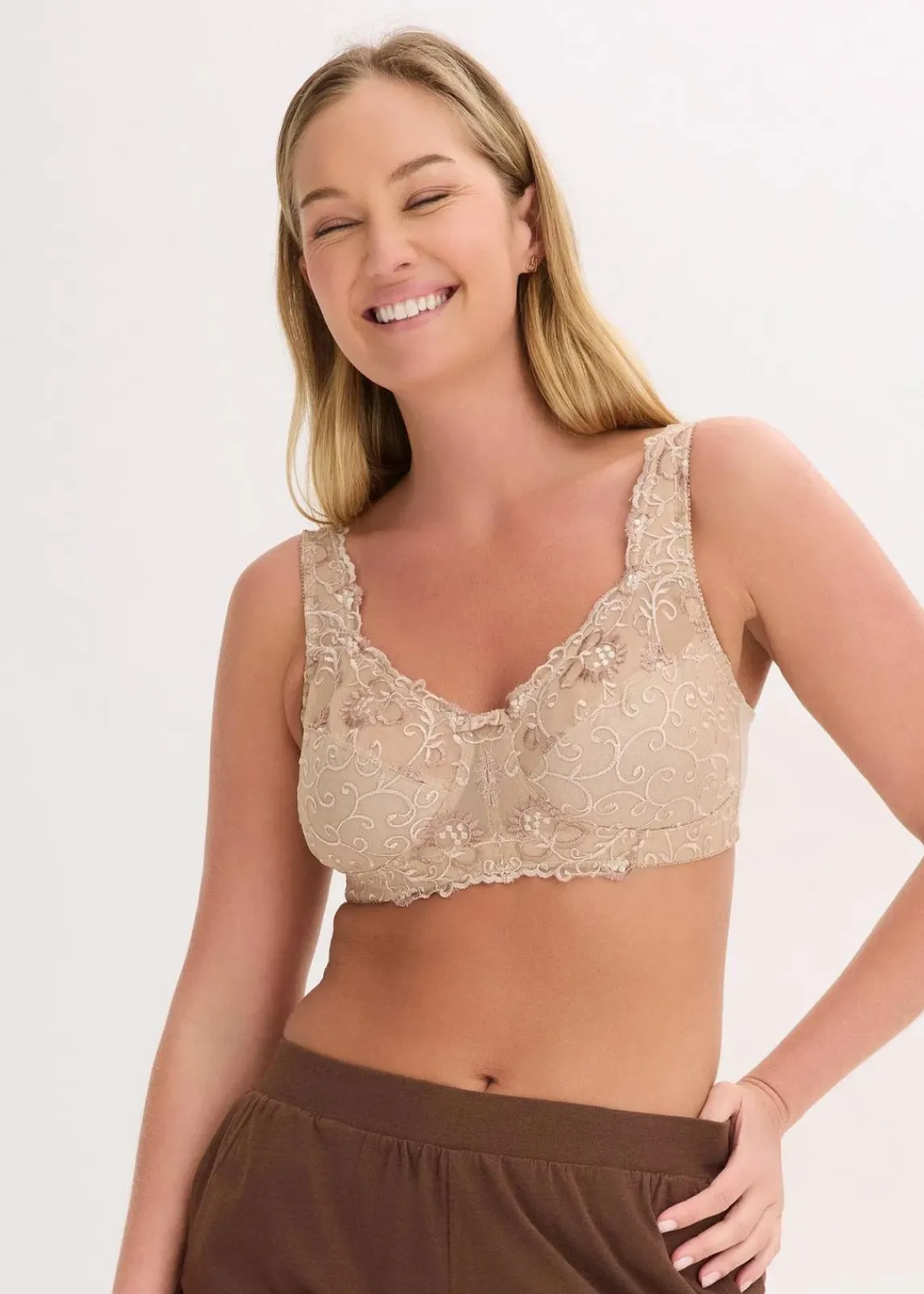 bonprix Große Cups D-H|Bhs|Entlastungs-BH ohne Bügel kreidebeige