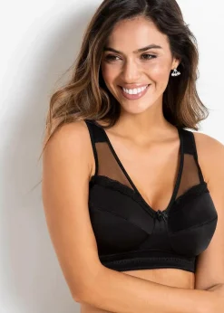 bonprix Wäsche·Große Cups D-H|Wäsche·Bhs|Entlastungs-BH ohne Bügel mit gepolsterten Trägern (2er Pack) weiß+schwarz