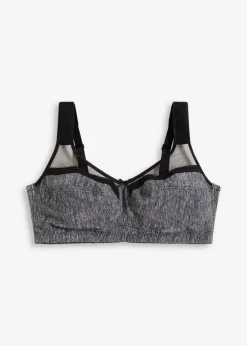 bonprix Wäsche·Große Cups D-H|Wäsche·Bhs|Entlastungs-BH ohne Bügel mit gepolsterten Trägern grau/schwarz meliert