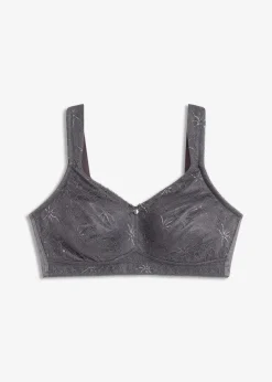 bonprix Wäsche·Große Cups D-H|Wäsche·Bhs|Entlastungs-BH ohne Bügel mit gepolsterten Trägern schiefergrau