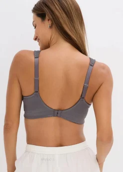 bonprix Wäsche·Große Cups D-H|Wäsche·Bhs|Entlastungs-BH ohne Bügel mit gepolsterten Trägern schiefergrau