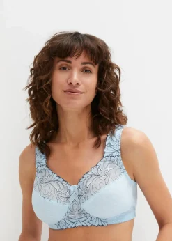 bonprix Bhs|Große Cups D-H|Entlastungs-BH ohne Bügel mit gepolsterten Trägern nebelblau/dunkelblau