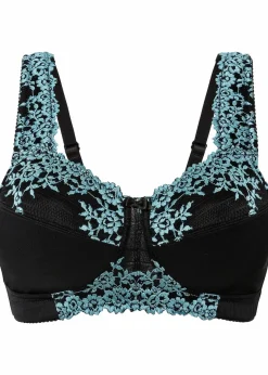bonprix Große Cups D-H|Bhs|Entlastungs-BH ohne Bügel mit gepolsterten Trägern schwarz/mattkobalttürkis