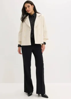 bonprix Bekleidung·Jacken & Mäntel|Blusen & Tuniken|2er Pack Hemdblusen mit Baumwolle weiß uni und schwarz/weiß gepunktet