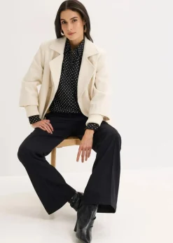 bonprix Bekleidung·Jacken & Mäntel|Blusen & Tuniken|2er Pack Hemdblusen mit Baumwolle weiß uni und schwarz/weiß gepunktet