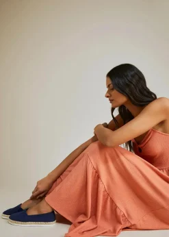 bonprix Schuhe & Accessoires In Spezialgrößen·Schuhe In Übergröße|Schuhe & Accessoires In Spezialgrößen·Elastischer Schaft|Espadrilles in Bast-Optik dunkelblau