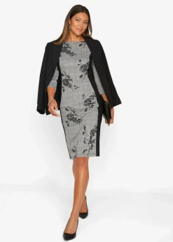 bonprix Bekleidung·Pullover & Strickjacken|Kleider|Etuikleid mit Paillettenstickerei schwarz kariert