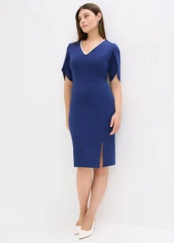 bonprix Bekleidung·Pullover & Strickjacken|Festliche Mode|Etuikleid mit Perlenapplikation mitternachtsblau