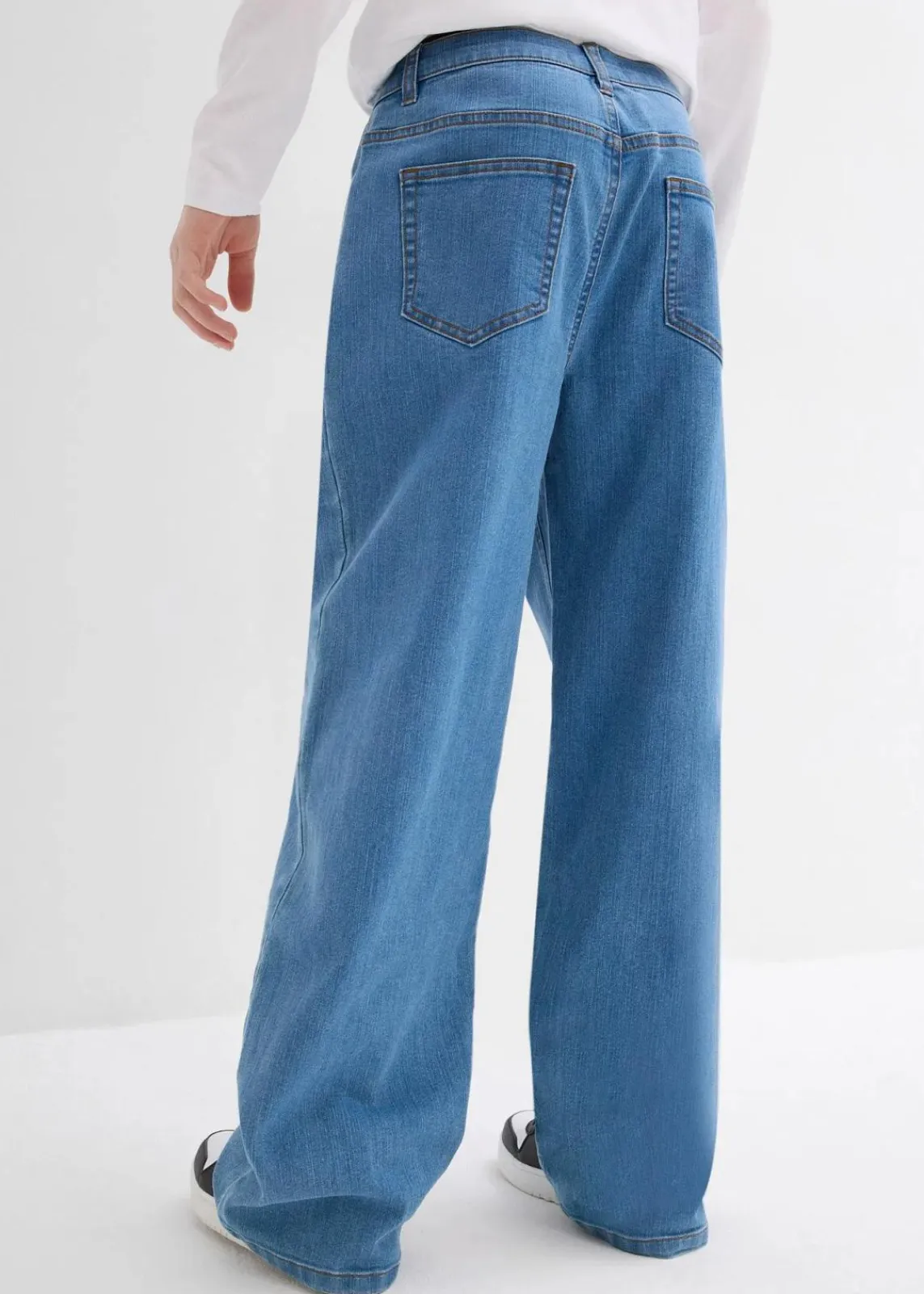 Extra Loose Fit Stretch-Jeans mit verstellbarem Bund, Straight|bonprix Clearance