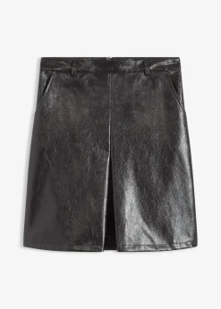 bonprix Bekleidung·Sportbekleidung|Röcke|Faltenrock aus Lacklederimitat dunkelbraun