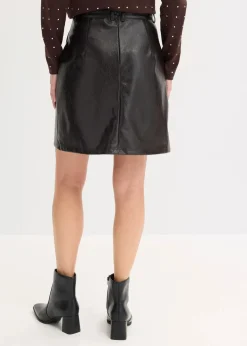 bonprix Bekleidung·Sportbekleidung|Röcke|Faltenrock aus Lacklederimitat dunkelbraun