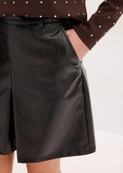 bonprix Bekleidung·Sportbekleidung|Röcke|Faltenrock aus Lacklederimitat dunkelbraun