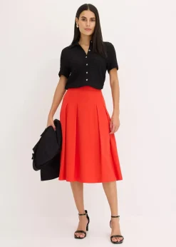 bonprix Röcke|Bekleidung·Sportbekleidung|Faltenrock aus softem Viskosemix erdbeere