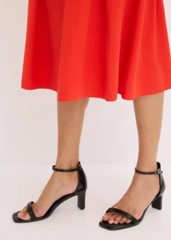 bonprix Röcke|Bekleidung·Sportbekleidung|Faltenrock aus softem Viskosemix erdbeere