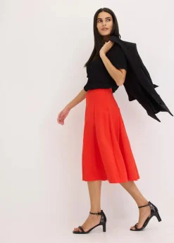 bonprix Röcke|Bekleidung·Sportbekleidung|Faltenrock aus softem Viskosemix erdbeere